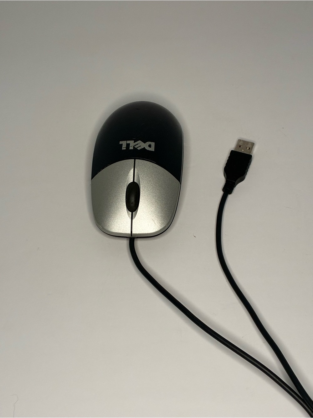 Dell Black and Silver Wired USB Mouse with Scroll Wheel